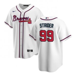 68632342c21a0_1 Men's Atlanta Braves #99 Spencer Strider White Cool Base Stitched Baseball Jersey