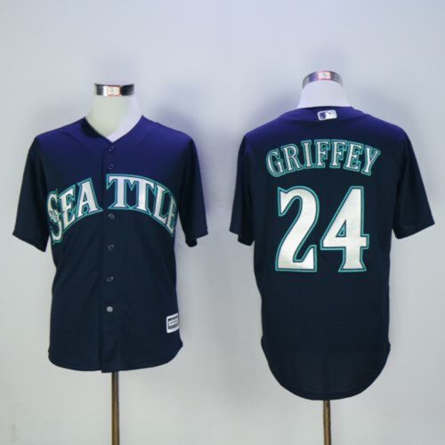 68632345ad5a7_1 Mariners #24 Ken Griffey Navy blue New Cool Base 2016 Hall Of Fame Patch Stitched MLB Jersey
