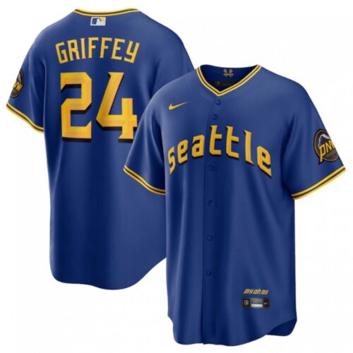 6863234888530_1 Men's Seattle Mariners #24 Ken Griffey Jr. Royal 2023 City Connect Cool Base Stitched Baseball Jersey