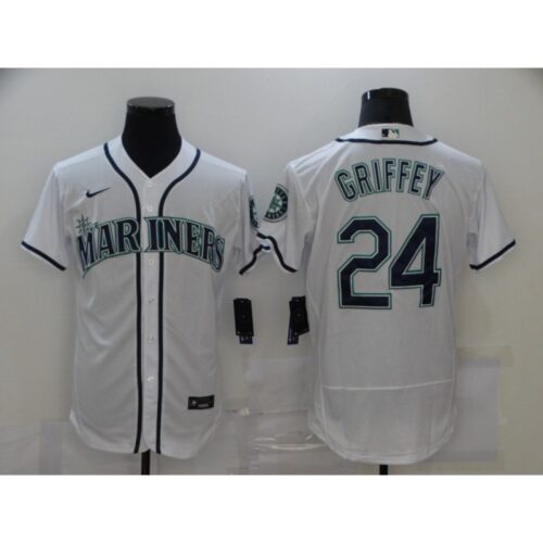 6863234e5c7e5_1 Men's Seattle Mariners #24 Ken Griffey White Flex Base Stitched jersey