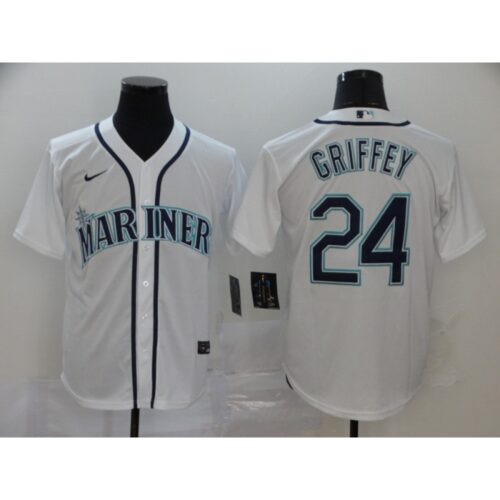 68632351419c1_1 Men's Seattle Mariners #24 Ken Griffey White Cool Base Stitched MLB Jersey