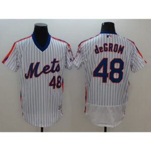 6863238a35498_1 Mets #48 Jacob DeGrom White(Blue Strip) Flexbase Authentic Collection Alternate Stitched MLB Jersey