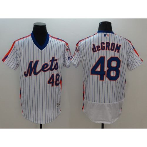 6863238a35498_1 Mets #48 Jacob DeGrom White(Blue Strip) Flexbase Authentic Collection Alternate Stitched MLB Jersey
