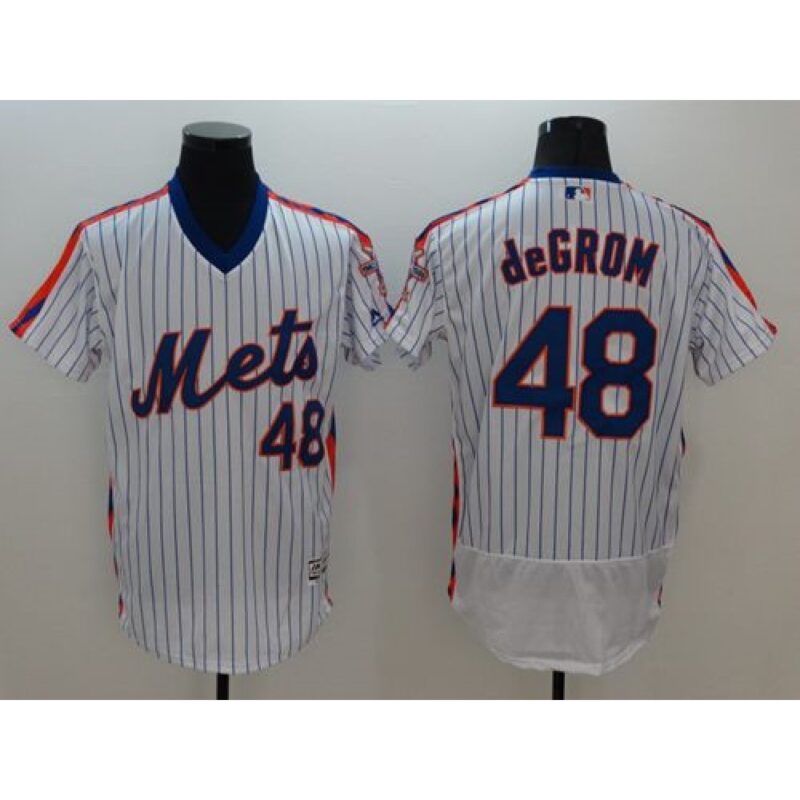 6863238a35498_1 Mets #48 Jacob DeGrom White(Blue Strip) Flexbase Authentic Collection Alternate Stitched MLB Jersey