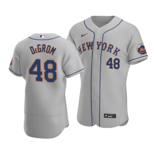 6863238f6156d_1 Men's New York Mets #48 Jacob deGrom Grey Flex Base Stitched Jersey