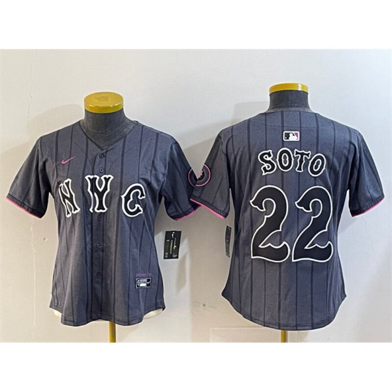 68632395375e2_1 Women's New York Mets #22 Juan Soto Graphite 2024 City Connect Limited Stitched Baseball Jersey(Run Small)