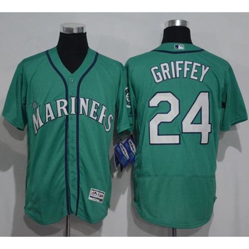 6863239f53bc1_1 Mariners #24 Ken Griffey Green Flexbase Authentic Collection Stitched MLB Jersey