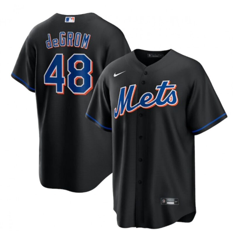 686323b5c48f2_1 Men's New York Mets #48 Jacob deGrom 2022 Black Cool Base Stitched Baseball Jersey