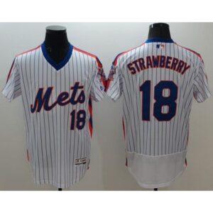 686323c044f20_1 Mets #18 Darryl Strawberry White(Blue Strip) Flexbase Authentic Collection Alternate Stitched MLB Jersey