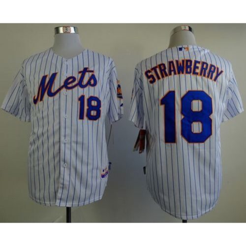686323cfd7be0_1 Mets #18 Darryl Strawberry White(Blue Strip) Home Cool Base Stitched MLB Jersey