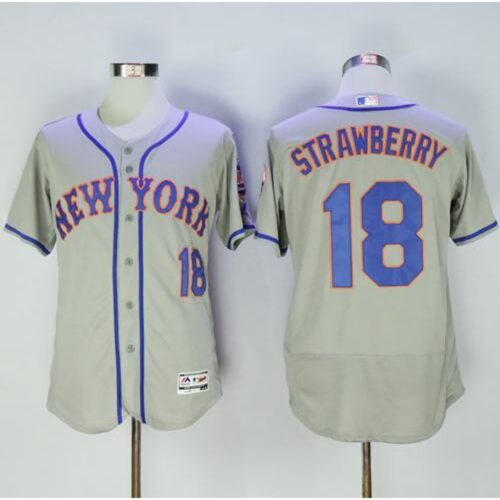 686323d8113b0_1 Mets #18 Darryl Strawberry Grey Flexbase Authentic Collection Stitched MLB Jersey