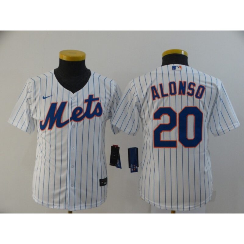 686323e39e57b_1 Youth New York Mets #20 Pete Alonso White Cool Base Stitched MLB Jersey