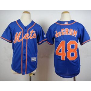 686323e6149bc_1 Mets #48 Jacob DeGrom Blue Alternate Home Cool Base Stitched Youth MLB Jersey