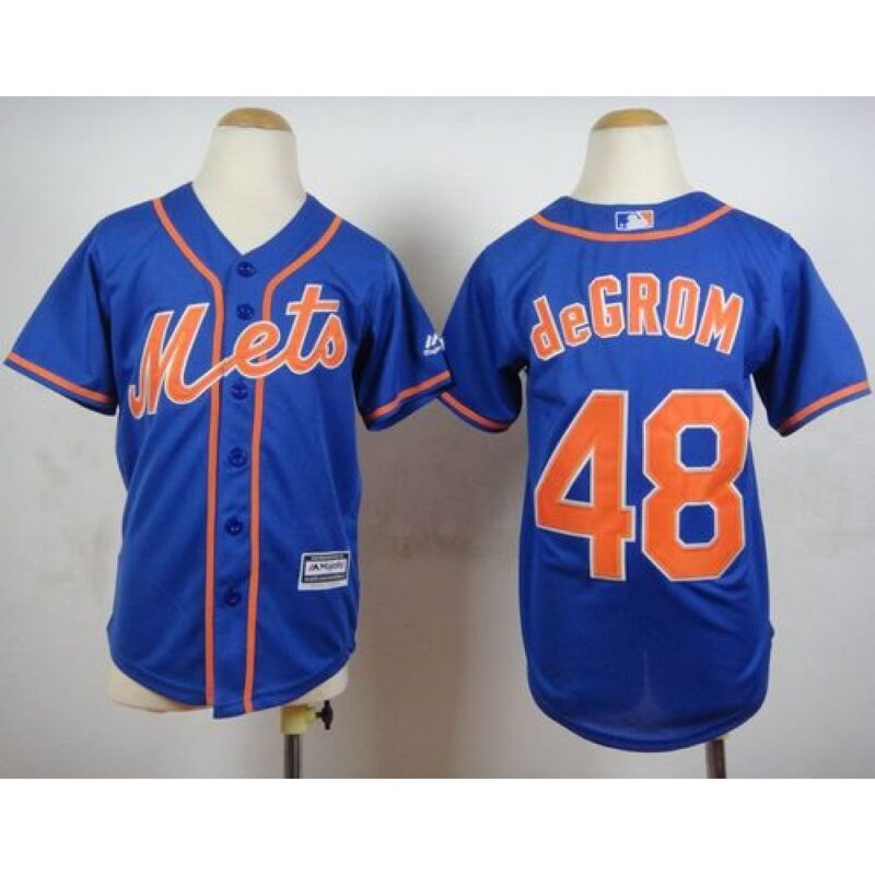 686323e6149bc_1 Mets #48 Jacob DeGrom Blue Alternate Home Cool Base Stitched Youth MLB Jersey