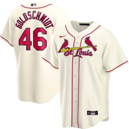 686324a33ab4b_1 Men's St. Louis Cardinals #46 Paul Goldschmidt Cream Cool Base Stitched Jersey