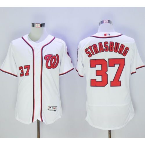686324a91101f_1 Nationals #37 Stephen Strasburg White Flexbase Authentic Collection Stitched MLB Jersey