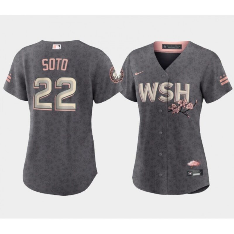 686324b6b4e6e_1 Women's Washington Nationals #22 Juan Soto 2022 Grey City Connect Cherry Blossom Stitched Jersey(Run Small)