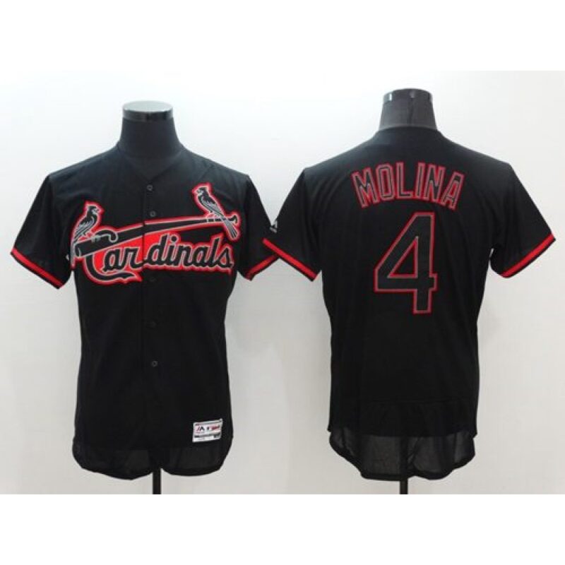 686324eb6664f_1 Cardinals #4 Yadier Molina Black Fashion Flexbase Authentic Collection Stitched MLB Jersey