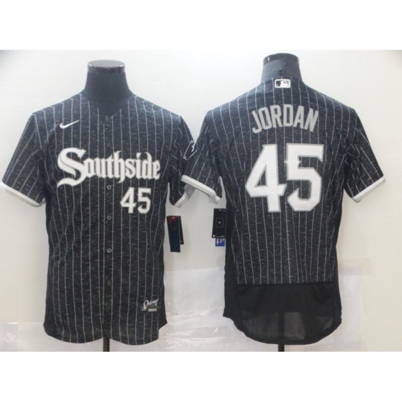 6863257aa322e_1 Men's Chicago White Sox #45 Michael Jordan 2021 Black City Connect Flex Base Stitched Jersey
