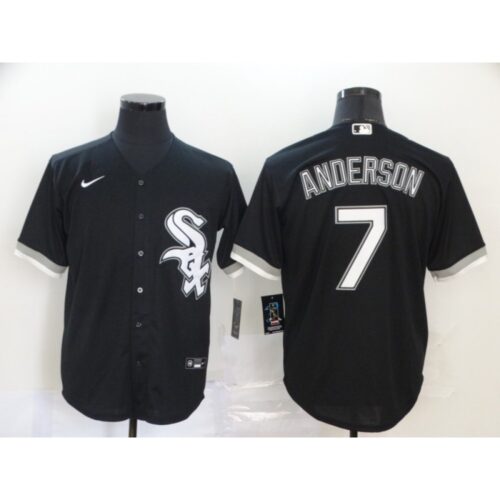 68632592d6627_1 Men's Chicago White Sox #7 Tim Anderson Black Cool Base Stitched MLB Jersey