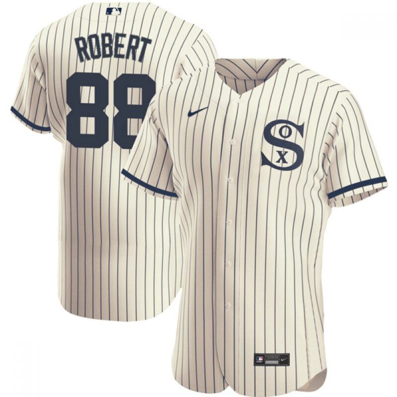 686325b3a58db_1 Men's Chicago White Sox #88 Luis Robert 2021 Cream/Navy Field of Dreams Name&Number Flex Base Stitched Jersey