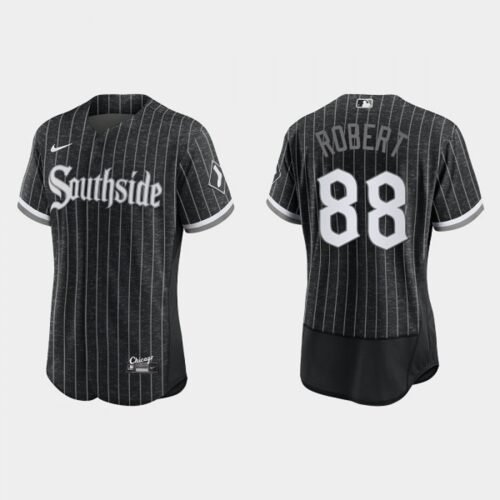 686325b69703c_1 Men's Chicago White Sox #88 Luis Robert Black 2021 City Connect Flex Base Stitched Jersey