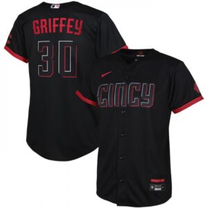 686325fce51e8_1 Youth Cincinnati Reds #30 Ken Griffey Jr. Black 2023 City Connect Stitched Baseball Jersey