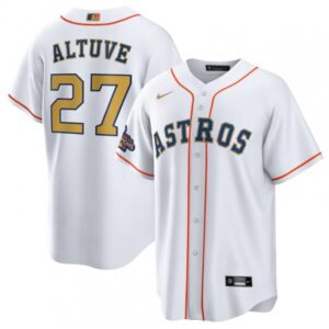68632664016c5_1 Men's Houston Astros #27 Jose Altuve White 2023 Gold Collection With World Serise Champions Patch Cool Base Stitched Baseball Jersey
