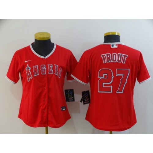 68632677e5379_1 Women's Los Angeles Angels #27 Mike Trout Red Cool Base Stitched MLB Jersey