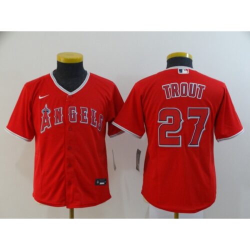 6863268a44964_1 Youth Los Angeles Angels #27 Mike Trout Red Cool Base Stitched MLB Jersey