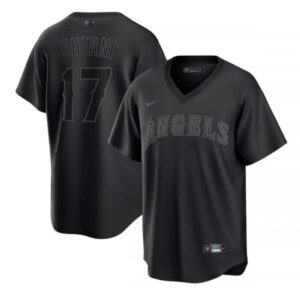 686326c3b8f25_1 Men's Los Angeles Angels #17 Shohei Ohtani Black Pitch Black Fashion Replica Stitched Jersey