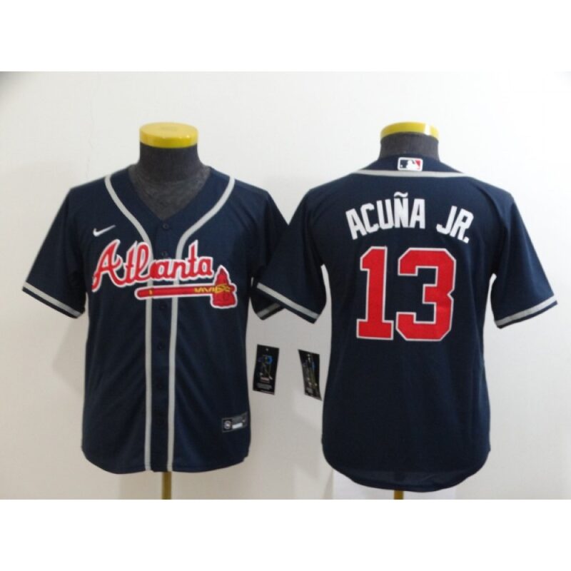 686326ff28c2a_1 Toddlers Atlanta Braves #13 Ronald Acuna Jr Navy Cool Base Stitched toddlers MLB Jersey