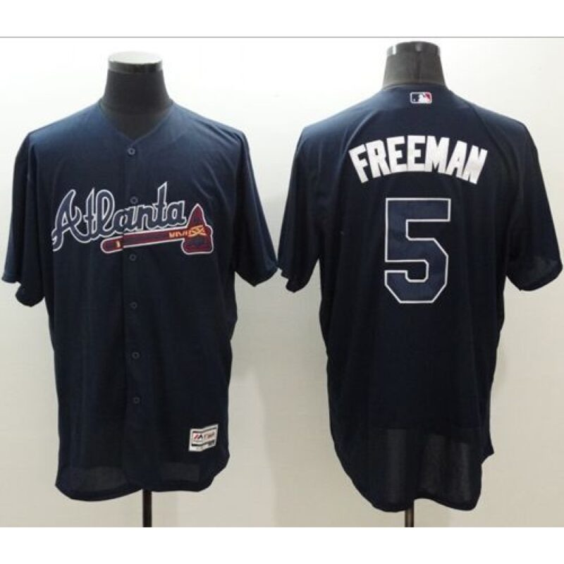 6863270c7b350_1 Braves #5 Freddie Freeman Navy Blue Flexbase Authentic Collection Stitched MLB Jersey