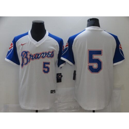 686327162ee5d_1 Men's Atlanta Braves #5 Freddie Freeman White Cool Base Stitched MLB Jersey