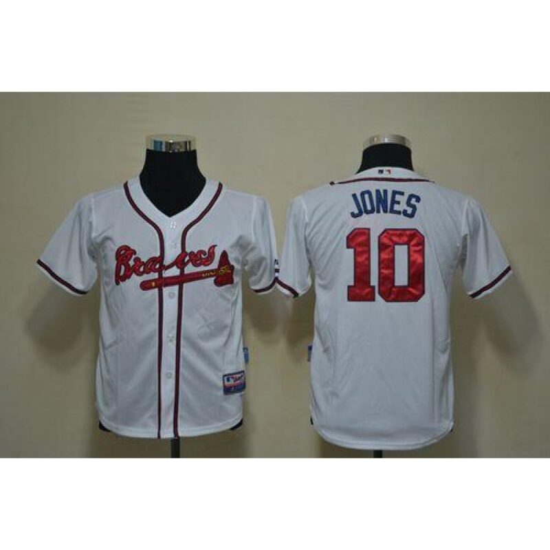 686327273aade_1 Braves #10 Chipper Jones White Cool Base Stitched Youth MLB Jersey