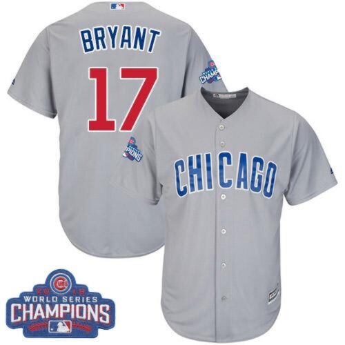 686327510737f_1 Cubs #17 Kris Bryant Grey Road 2016 World Series Champions Stitched Youth MLB Jersey