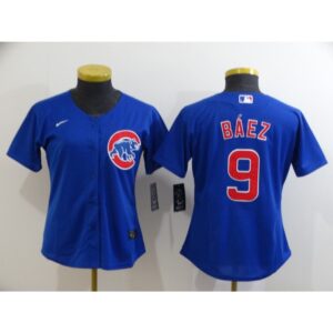 68632783a308c_1 Women's Chicago Cubs #9 Javier Baez Blue Cool Base Stitched MLB Jersey