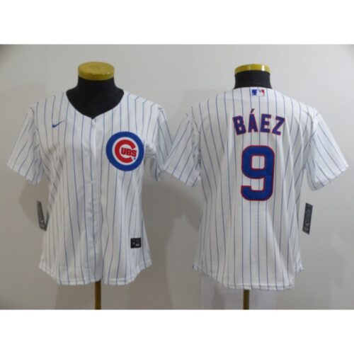 686327863e6d4_1 Women's Chicago Cubs #9 Javier Baez White Cool Base Stitched MLB Jersey