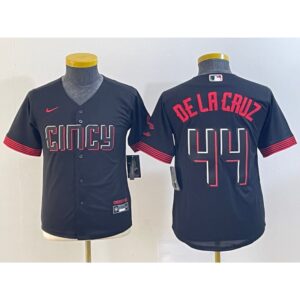 686327c5490af_1 Women's Cincinnati Reds #44 Elly De La Cruz Black 2023 City Connect Stitched Baseball Jersey(Run Small)
