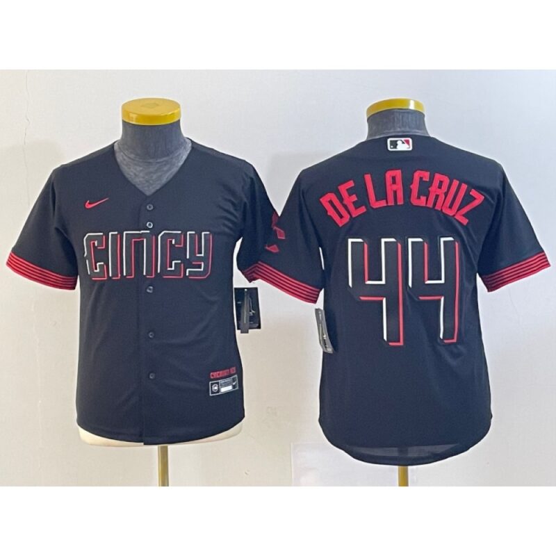 686327c5490af_1 Women's Cincinnati Reds #44 Elly De La Cruz Black 2023 City Connect Stitched Baseball Jersey(Run Small)