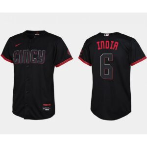 686327cd004f4_1 Youth Cincinnati Reds #6 Jonathan india Black 2023 City Connect Stitched Baseball Jersey
