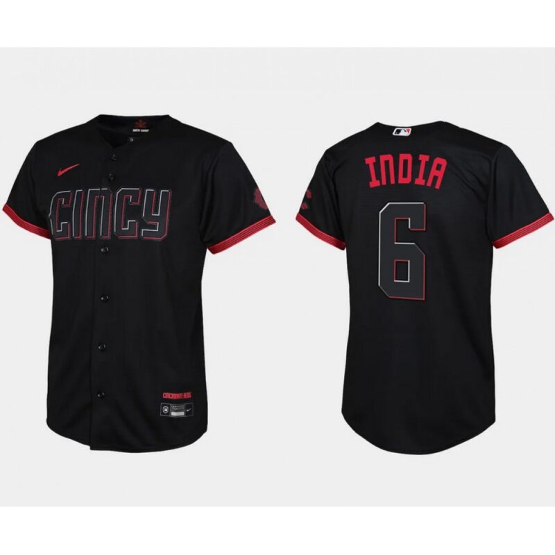 686327cd004f4_1 Youth Cincinnati Reds #6 Jonathan india Black 2023 City Connect Stitched Baseball Jersey