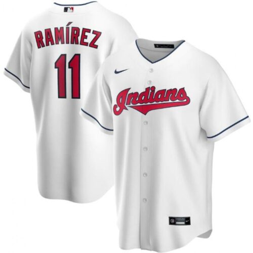 686327e5acf43_1 Men's Cleveland indians #11 Jose Ramirez White Cool Base Stitched Jersey