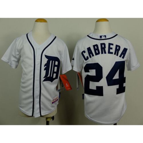 686327f6b48b3_1 Tigers #24 Miguel Cabrera White Cool Base Stitched Youth MLB Jersey