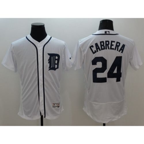 68632807be215_1 Tigers #24 Miguel Cabrera White Flexbase Authentic Collection Stitched MLB Jersey