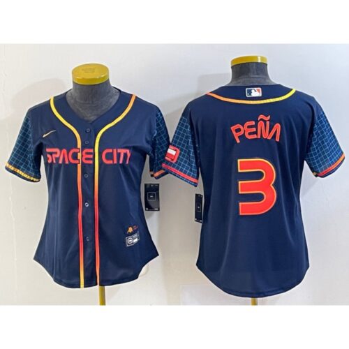 686328411d1b2_1 Women's Houston Astros #3 Jeremy Pena Navy 2022 World Series Champions City Connect Stitched Baseball Jersey(Run Small)