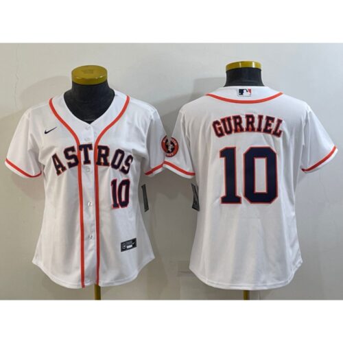 686328637ef3f_1 Women's Houston Astros #10 Yuli Gurriel White With Patch Cool Base Stitched Baseball Jersey(Run Small)