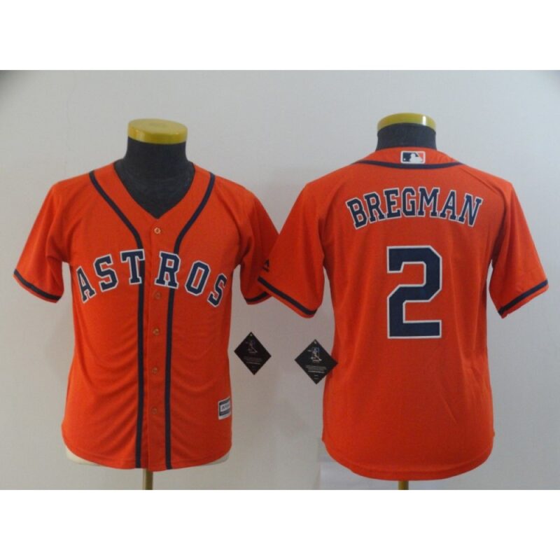 68632875a85a4_1 Youth Houston Astros #2 Alex Bregman Orange Cool Base Stitched MLB Jersey
