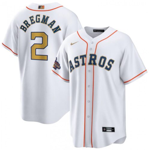 68632878133d6_1 Youth Houston Astros #2 Alex Bregman White 2023 Gold Collection With World Serise Champions Patch Stitched Baseball Jersey