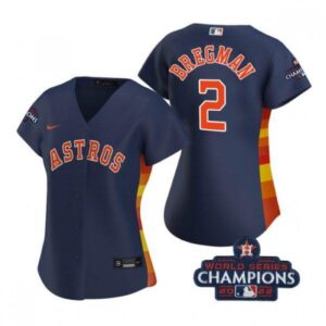 6863288490826_1 Women's Houston Astros #2 Alex Bregman Navy 2022 World Series Champions Cool Base Stitched Baseball Jersey(Run Small)